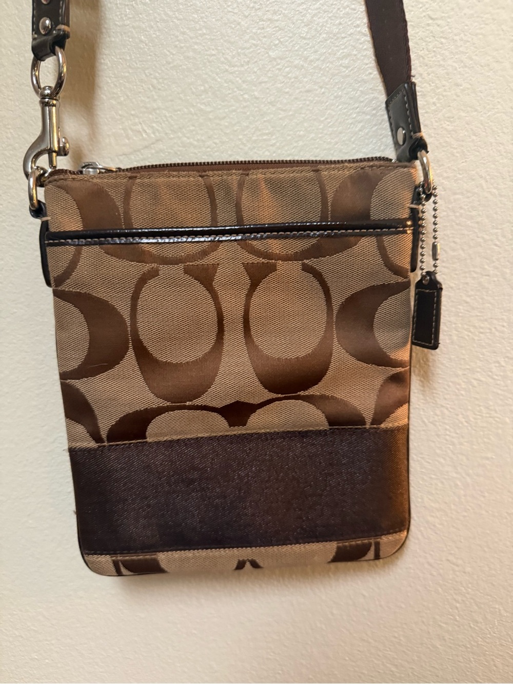 Coach Brown Signature Pattern Messenger Crossbody
